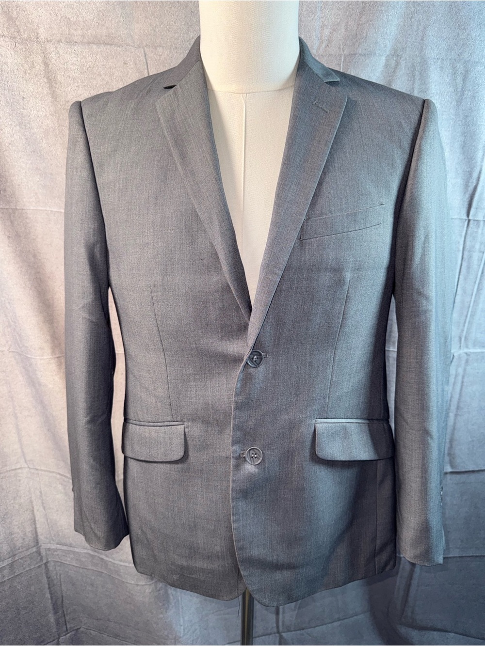 1315-Renoir Men's Light Gray Two-Button Suit Jacket